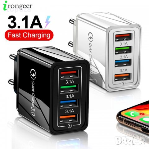 зарядно за мобилни телефони с 4 USB порта Quick Charge 3.0, снимка 2 - Оригинални зарядни - 34440892