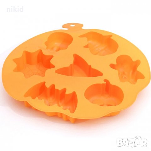 7 големи Хелоуин Halloween тиква череп паяжина прилеп дух силиконов молд форма шоколад гипс сапун, снимка 3 - Форми - 38483283