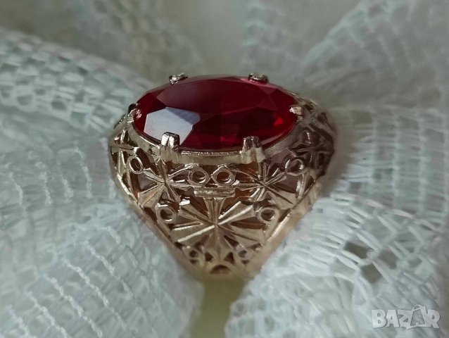 Руски златен пръстен с рубин 1, снимка 1