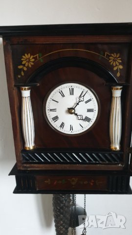 Стенен часовник Бидермайер Шварцвалд - дърво, порцелан, снимка 5 - Антикварни и старинни предмети - 44497307