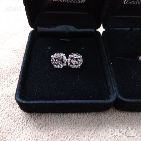 Сребърни Обици и Пръстен с диаманти , снимка 10 - Бижутерийни комплекти - 27521573