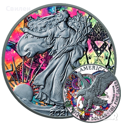 Седем унции сребро Silver American Eagle , снимка 17 - Нумизматика и бонистика - 50240091