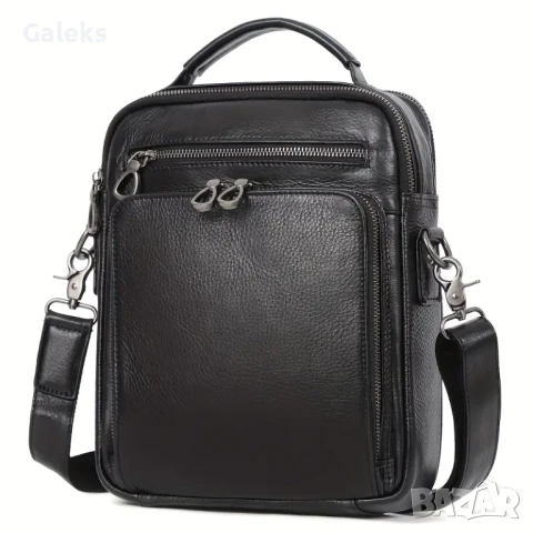 Мъжка ултра/луксозна, премиум кожена чанта /Черна естествена кожа!, снимка 3 - Чанти - 50443577