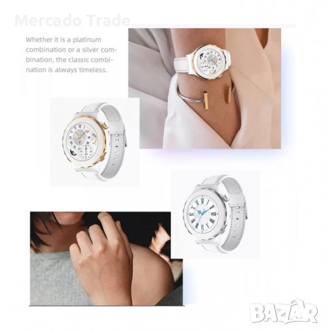 Смарт часовник HW3 mini с кожена бяла каишка, Smart watch, Бял, снимка 3 - Смарт гривни - 40002704