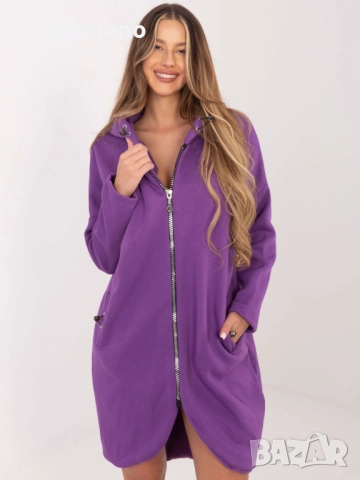 Дамски дълъг преходен суичър с качулка и цип Tina, 5цвята , снимка 8 - Суичъри - 52931058