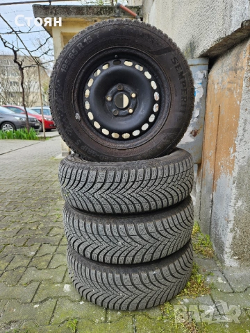 Зимни гуми Semperit 195/65/15 с железни джанти 5 х 112, снимка 2 - Гуми и джанти - 53994498