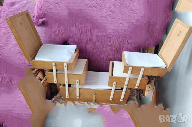 ПРОМО-Дървена-бук, разтегателна кутия за шиене на 3 нива, снимка 7 - Други стоки за дома - 53645059