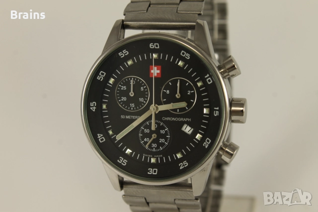 BACARDI Швейцарски Мъжки Стоманен Кварцов Хронограф , снимка 3 - Мъжки - 52086845