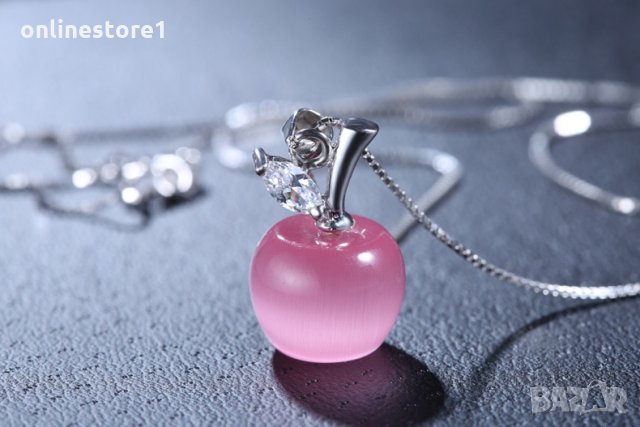 Сребърно колие - Ябълка K116, снимка 3 - Колиета, медальони, синджири - 31829418