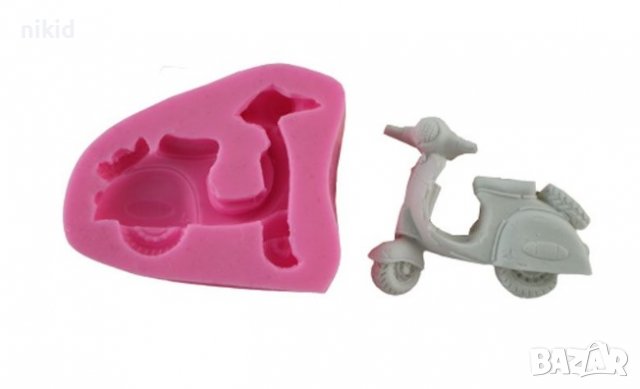 Мотокар Мотоциклет Тротинетка силиконов молд форма фондан шоколад гипс декор, снимка 2 - Форми - 37850828