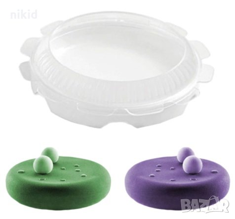 Кръг Кръгла ниска заоблена 2 части тава силиконов молд форма за направа мус желе пай киш десерт кекс, снимка 2 - Форми - 31582261