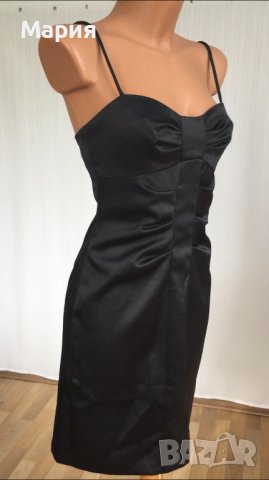 С / S Чисто нова е етикет Дамска Официална Елегантна Рокля Черна Сатенена Класически модел, снимка 13 - Рокли - 42767845