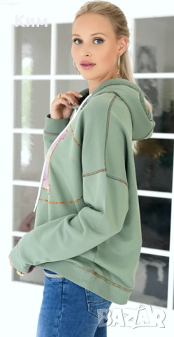 Суичър с качулка Missoni бледо зелен-сив, снимка 2 - Суичъри - 44574262