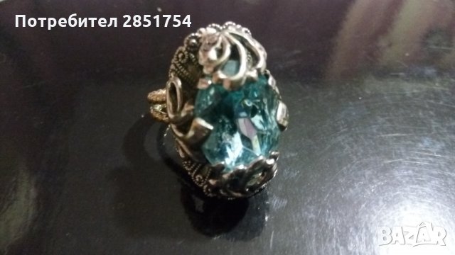 Старинен посребрен пръстен с опал , снимка 2 - Антикварни и старинни предмети - 31473843