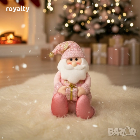 Плюшена играчка Дядо Коледа – седяща коледна декорация в сив или розов вариант, снимка 4 - Декорация за дома - 52285805