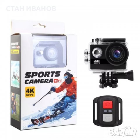  Спортна екшън камера AUSEK AT-Q37CR, 4K, 60FPS, 170 градуса, Wi-Fi, HDMI, Аксесоари, Черна, снимка 6 - Камери - 37995450