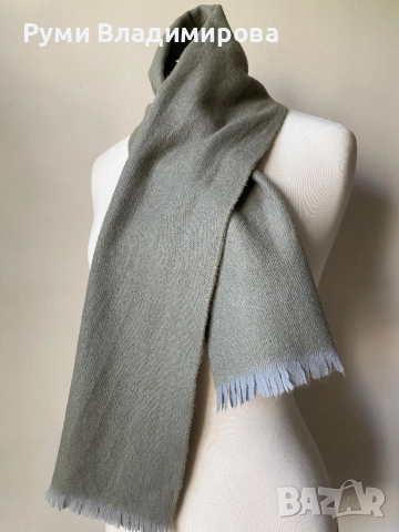 Мъжки, зелен шал от вълна, снимка 3 - Шалове - 49368523