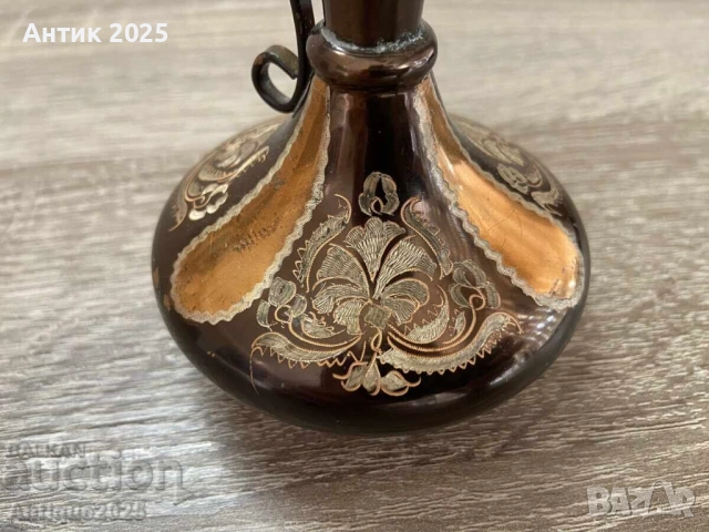 Елегантен винтидж бронзов кана с орнаментирана декорация, снимка 5 - Антикварни и старинни предмети - 51456433