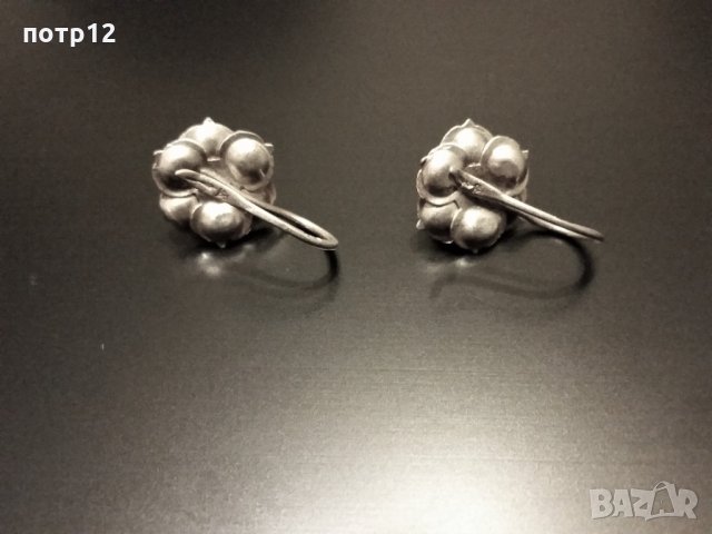 Сребърни обеци /обици/  във формата на цвете, роза, снимка 6 - Обеци - 17345425