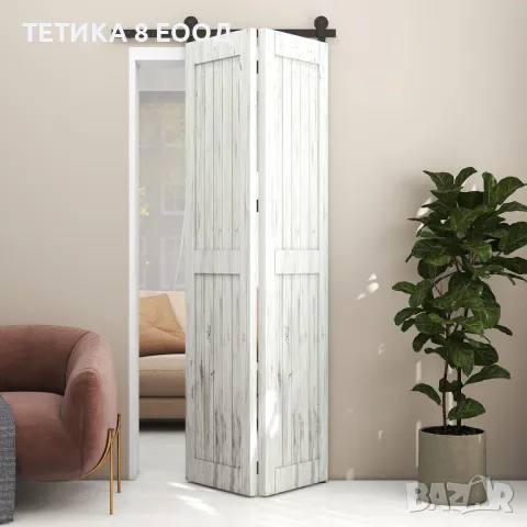 Система Двойно сгъната плъзгаща се врата, на колела и релси, черна