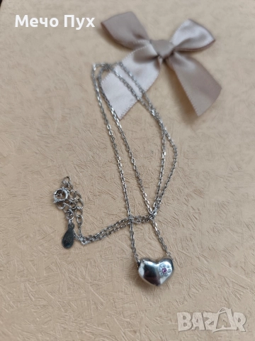 Сребърен синджир с висулка Сърце (384), снимка 3 - Колиета, медальони, синджири - 52581524
