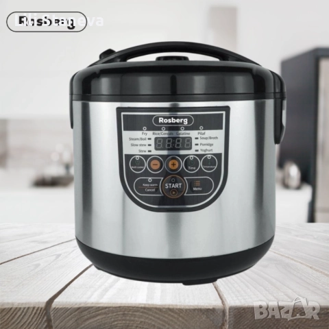 Мултикукър Rosberg, 780W, 5литра, 10 програми, Ръчен режим, Таймер, Инокс/Черен 2 ГОДИНИ ГАРАНЦИЯ., снимка 4 - Мултикукъри - 52467026