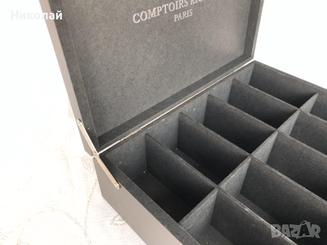 Кутия за чай Comptoirs Richard Paris, дървена, масивна, 10 отделения за чай, снимка 8 - Кутии за съхранение - 52348561