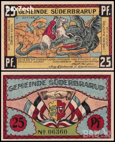 ❤️ ⭐ Германия Süderbrarup 1920 25 пфенинга UNC нова ⭐ ❤️