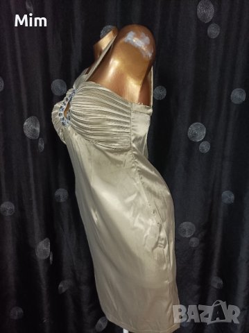 Golden Days S Сатенена рокля със сребристи камъни &, снимка 5 - Рокли - 37726231