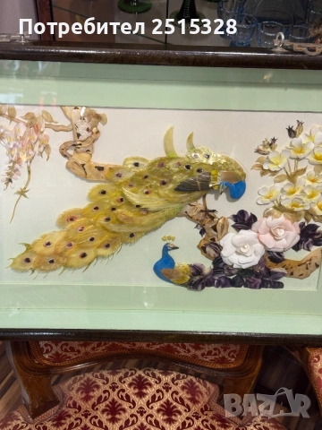 стара винтидж 3д картина естествени камъни и седеф, снимка 2 - Картини - 53997114