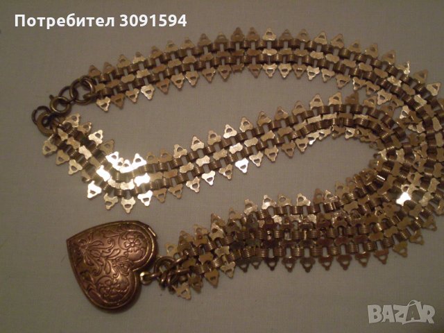 рядак  възрожденски накит от дубле с пандетев сърце, снимка 2 - Антикварни и старинни предмети - 35196588
