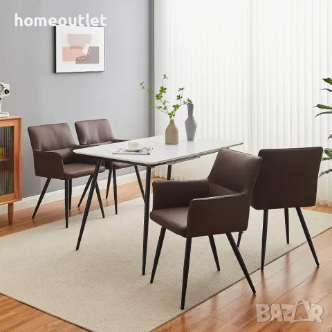 Висококачествени трапезни столове тип кресло, к-т от 2бр C-U-DC-A0325BR , снимка 5 - Столове - 48994377