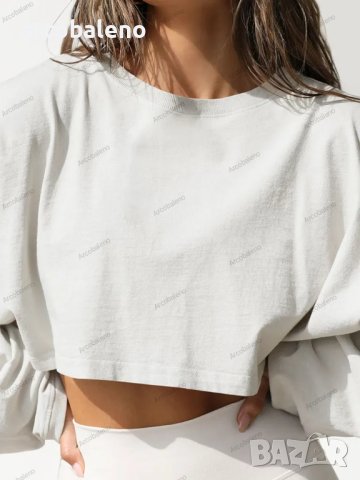 Дамски суичър с кръгло деколте и висока талия, 4цвята, снимка 14 - Суичъри - 42814490