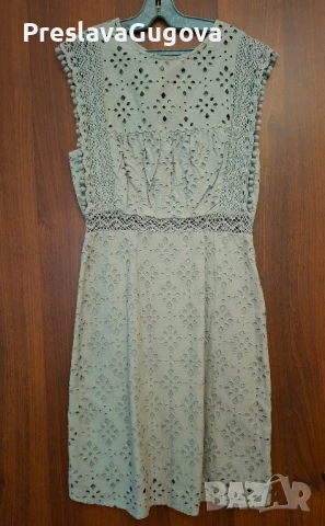 Пастелно зелена лятна рокличка с дантела от 100% памук