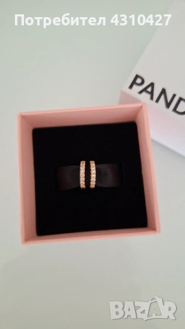 Оригинални дамски обеци Pandora с покритие 14К злато, снимка 4 - Обеци - 53995831