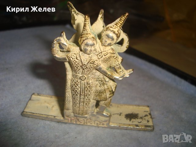 СТАРА ТРАДИЦИОННА ФОЛКЛОРНА ОЛОВНА СТАТУЕТКА - ПОСТАВКА Тайланд с ПОЗЛАТА и ЕМАЙЛ-ПАСТА 30949, снимка 11 - Колекции - 38108246