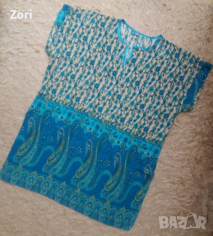 Супертъничка блуза в сини пейсли принт цветове - 3ХЛ размер , снимка 1 - Ризи - 37245055