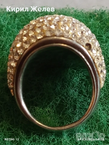 Коктейлен сребърен пръстен инкрустиран с множество кристали стил и елегантност 54183, снимка 7 - Пръстени - 54014715