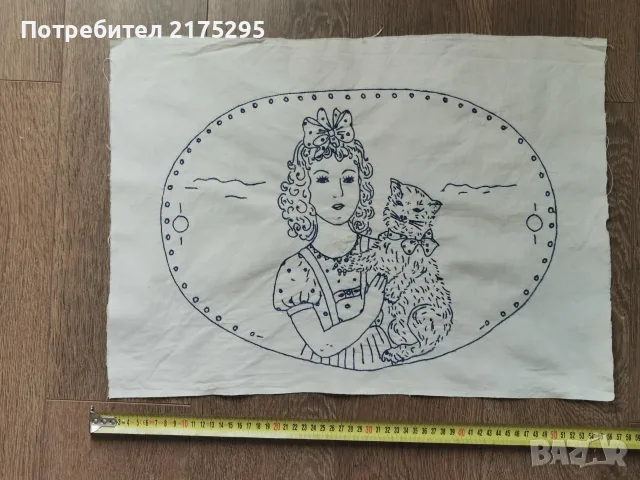 Ръчна бродерия,българско ретро стенно ковьорче, снимка 2 - Винтидж декорации за дома - 56257344