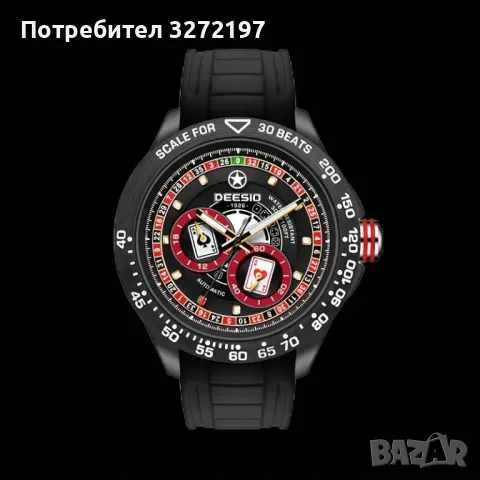 Deesio Poker циферблат автоматичен часовник,светещ,неръждаема стомана,водоустойчив, снимка 3 - Мъжки - 48083145