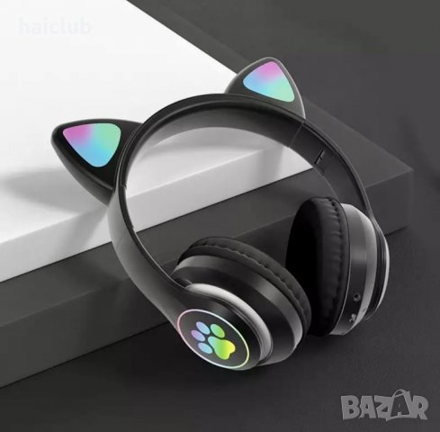 Безжични слушалки с котешки уши със Led светлини/Слушалки коте/, снимка 4 - Bluetooth слушалки - 36754960