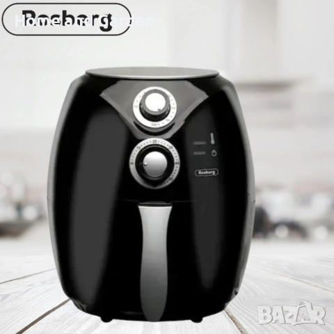 Фритюрник AirFryer Rosberg Premium, 1600W, 3л., Горещ въздух, Таймер, до 200°C, Черен