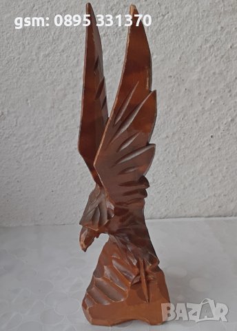 24 см Орел, фигура, птица дърворезба, пластика, статуетка, снимка 3 - Статуетки - 39749300