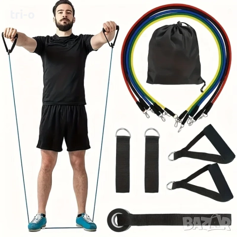 Комплект 11 части фитнес ластици за тренировка нови