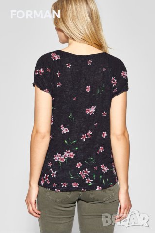 Графитена блузка на розови цветчета, снимка 2 - Тениски - 40380496