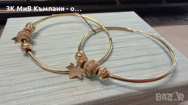 Златни обеци Пандора 14 карата 6.16гр , снимка 5 - Обеци - 56258002
