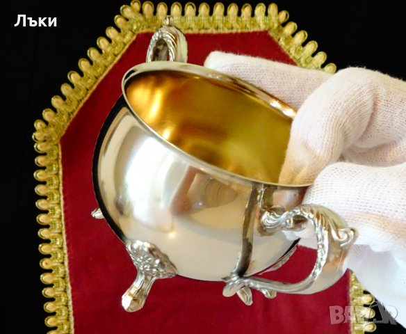 Посребрена захарница,чаша от бронз, снимка 5 - Антикварни и старинни предмети - 30331739