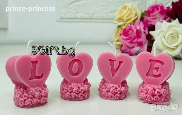 Комплект свещи сърца Love, снимка 3 - Романтични подаръци - 52678804