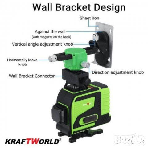 4D ЛАЗЕРЕН НИВЕЛИР с 16 линии (четири точков) самонивилиращ се, със зелен лазер, снимка 2 - Резервни части за машини - 34233369