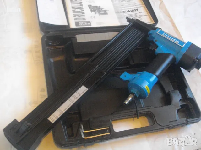 GUDE Голям Немски ОРИГИНАЛЕН ПНЕВМАТИЧЕН ТАКЕР Комбиниран Скоби Пирони до 50мм Почти нов Пълен к-т